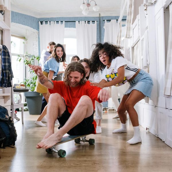 Group of diverse people smiling and feeling energetic.